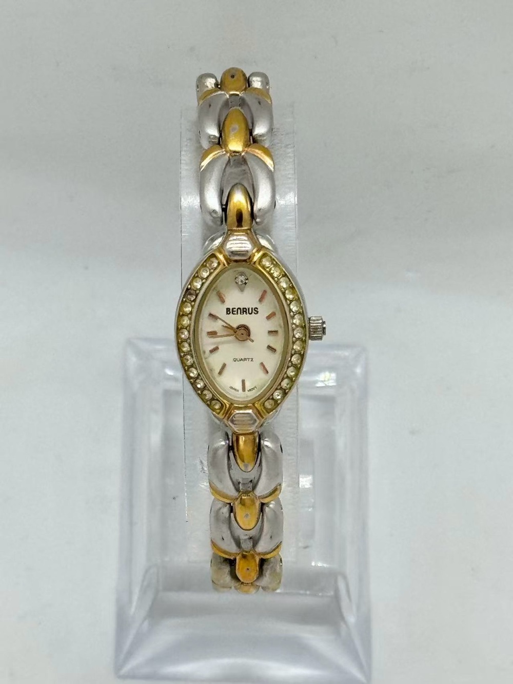 Vintage Benrus Women’s Quartz Two-Tone Bracelet Watch New Battery Runs